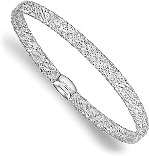 Diamond2Deal 14K White Gold Fancy Stretch Bangle Bracelet for Women