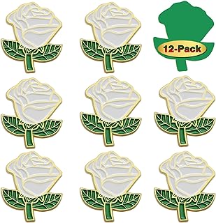 12/50/100Pcs Durable White Rose Alloy Brooch Pin Badge with Secure Clasp for Men and Women – Elegant Flower Design, Perfect for Clothes, Bags, Hats.