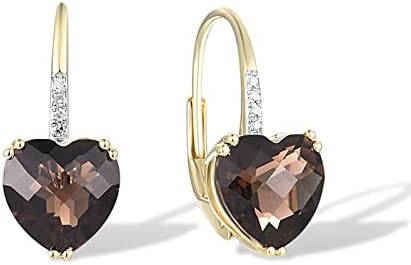 Santuzza 10K White Gold Genuine Diamond Leverback Heart Dangle Earrings for Women - Dazzling Gemstone and Metal Design