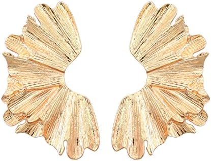 Metallic Flower Earrings Alloy Floral Earring Geometric Exaggerated Earrings Sculptural Flower Gold Drop Earrings Elegant Stylish Earring Jewelry for Women Girls