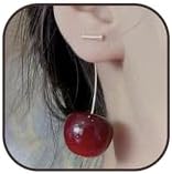 Charming Cherry Dangle Earrings with French Wire for Women and Girls - Fun Fruit Design