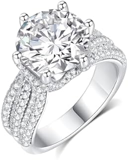Mothers Day Gift, 5ct Moissanite Engagement Ring for Women, 11MM Center Stone, D Color VVS1 Round Moissanite Wedding Promise Proposal Ring for Women Her, Anniversary Luxurious Bridal Gift