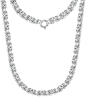 Savlano Italian-Made 925 Sterling Silver Byzantine Link Chain Necklace with Durable Spring Ring Clasp, 20-inch Length, Excellent Gift for Women and Girls, Gift Box Included