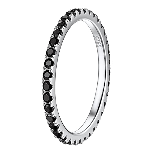 CARICY Pearl Eternity Ring - 925 Sterling Silver Stackable Ring With Freshwater Pearl