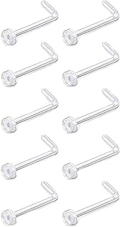 Jewelry 18g Clear Nose Septum Ring Bone Retainer Bioflex L Shape Nose Rings Studs Piercing Jewelry Flat Top