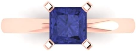 1ct Princess Cut Tanzanite Engagement Ring in 14K Rose Gold by Clara Pucci for Elegant Brides
