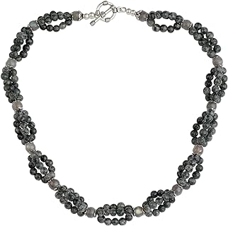 Handcrafted Sterling Silver Labradorite Beaded Necklace with Toggle Clasp, Ball Chain - Unisex, India Origin, 'Evening Muse' Design, 18.75in L x 0.6in W