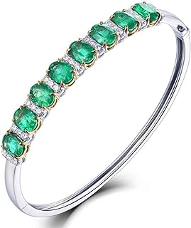 Spring Ring Clasp 18K Gold & Emerald Bracelet with Box Chain Design for Women, Oval/Elegant Design