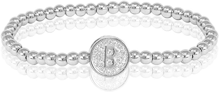 by you Initial Bracelets for Women 26 Letters Alphabet Round Charm Stainless Steel Gold Silver Beaded ball Bracelets