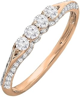 Dazzlingrock Collection 0.50 Carat (ctw) 10K Gold Round Diamond Ladies Anniversary Wedding Band Stackable Ring 1/2 CT