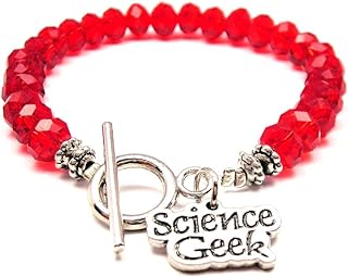 ChubbyChicoCharms Science Geek Crystal Toggle Bracelet in Crimson Red