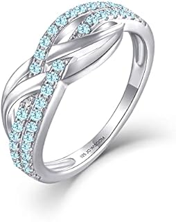 JO WISDOM Women Celtic Knot Rings,Criss-Cross X Shape Promise Rings for Women with Cubic Zirconia,925 Sterling Silver Rings