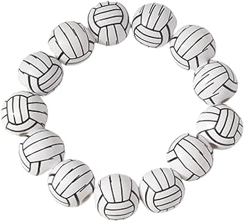 Adjustable Resin Bead Chain Bracelet with Sports Charms, Other-Clasp-Type Bracelet for Men & Women, Unique Sports Team Party Jewelry Gift