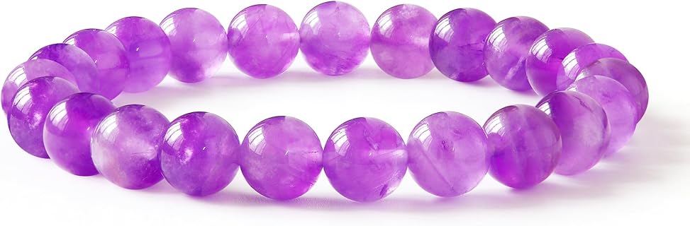 Chriscoco Bracelet Améthyste Élastique pour Femme et Homme, 8mm, Pierre Naturelle, Confortable et Durable, Idéal pour un Usage Quotidien ou en Cadeau