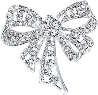 Bow Brooch Pins Rhinestone Ribbon Bow Lapel Pins Clothes Hat Bag Brooch Accessories for Women Girls
