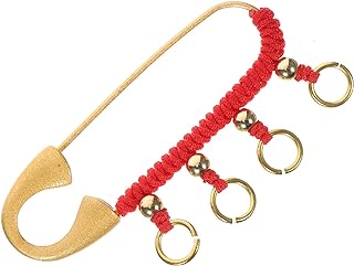 Chinese Vintage Brooch Pin, Retro Amulet Safety Pin Brooch with 4 Loops, Feng Shui Brass Protection Brooch Pin for Baby Pregnant