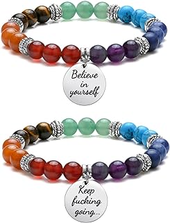 Top Plaza Bead Chain Chakra Bracelets with Copper Clasp for Men and Women in 7 Gemstone Design - Yoga Reiki Healing