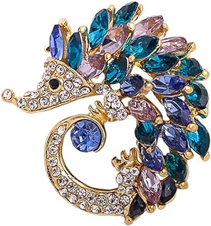 Gold Plated Rhinestone Hedgehog Brooch Pin with Cubic Zirconia for Women and Unisex, Adorable Animal Design Lapel Pin Accessory