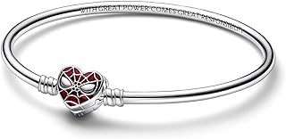 Lobster Claw Clasp Cubic Zirconia Family Love Charm Bracelet - 925 Sterling Silver, Decorated with Princess Jasmine, Ariel & Vampire Heart Designs - Mother's Day & Birthday Gift for Women/Girls