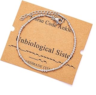JoycuFF Morse Code Bracelets for Women Teen Girls Girls Adjustable Silver Anklets for Women Unique Beach Jewelry Gifts for Her