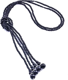 1920s Imitation Faux Long Pearl Strand Y Necklace 6mm Layered Knot Retro Costume Jewelry Flapper Party Wedding Accessories Mother's Day Gift