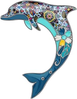 DUOWEI Cute Floral Enamel Dolphin Brooch Dainty Dolphin Pin Clothes Scarf Decoration for Women Girl Jewelry Gifts