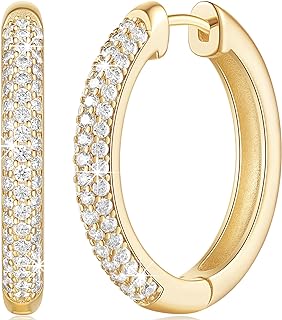 14K Gold Hoop Earrings Gold Earrings for Women’s Hoop Earrings Small Thick Gold Hoop Earrings Exquisite Diamond Hoop Earrings 17mm,25mm