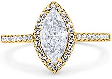 14K Gold Art Deco Vintage Marquise Solid Bridal Wedding Engagement Ring Simulated Cubic Zirconia