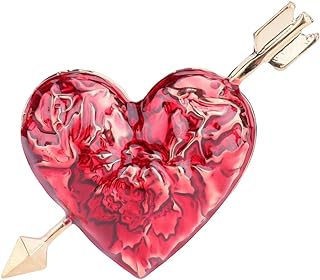 Women Crystal Rhinestone Heart Brooch Cute Enamel Collar Safety Pin Fashion Elegant Red Brooch Clothing Jewelry Clothing Backpack Jacket Hat Decoration DIY