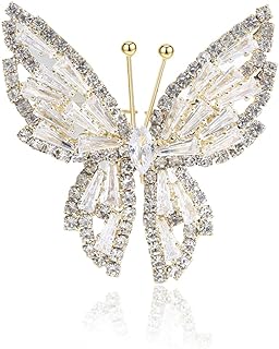 KKAMAGI Mother's Brooch – Alloy Steel Butterfly Clasp Pin with Created Crystal & Rhinestone Butterfly Design