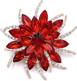 LAXPICOL Vintage Women's Austrian Crystal Elegant Flower Brooch Poppy Brooch Wreath Wedding Broach Pin