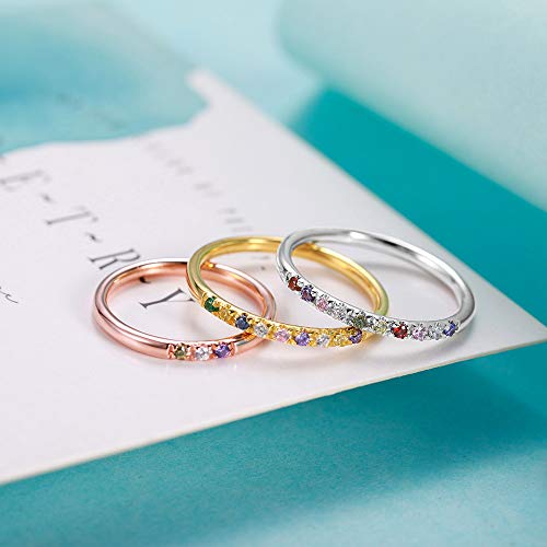 AILIN Custom 1 2 3 4 5 6 7 8 9 10 11 12 13 Stackable Birthstone Rings For Women 925 Sterling Silver Personalized Stacking Rings For Her Mother Girls Christmas Birthday Gifts For Girlfriends