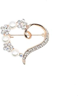 Heart Valentine's Day Brooch Pin Elegant Rhinestone Pearl Love Brooches Pins Wedding Party Clothes Fashion Jewelry Accessories