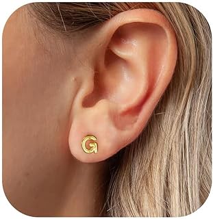 GIFT4U Initial Earrings for Girls Women - 18K Gold Plated Heart CZ Initial Earrings Hypoallergenic Little Initial Earrings for Women Girls Kids Sensitive Girls Earrings