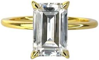 Zameni & Co 2CT Emerald Cut Cubic Zirconia Engagement Wedding Ring. 18k Yellow Gold Over Sterling Silver S925. Travel Ring | Bridal Ring | Promise Ring