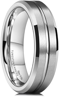 King Will Tungsten Carbide Wedding Ring for Men - 8mm Black/Silver/Rainbow Matte Finish Grooved Center Comfort Fit Mens Wedding Band for Everyday Wear