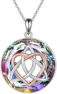 YFN Celtic Jewelry for Women Sterling Silver Good Luck Celtic Knot Irish Necklace with AB/Volcanic Crystal Jewelry Valentines Day Gifts for Women Men 18"
