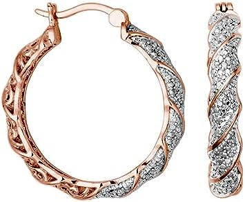 Amazon Essentials Plated Bronze Diamond Accent Twisted Hoop Earrings (previously Amazon Collection)
