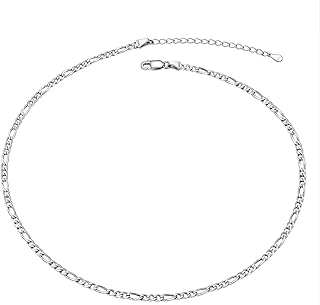 PROSTEEL 925 Sterling Silver Cuban Link Chain Necklace, Dainty Figaro Chains, Solid & Shiny, 3mm/5mm, 14-28 inch, Come Gift Box