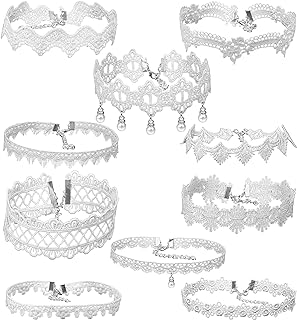 10pcs Fashion Elegant White Lace Choker Necklace for Women Girls Simple Fashion Jewelry