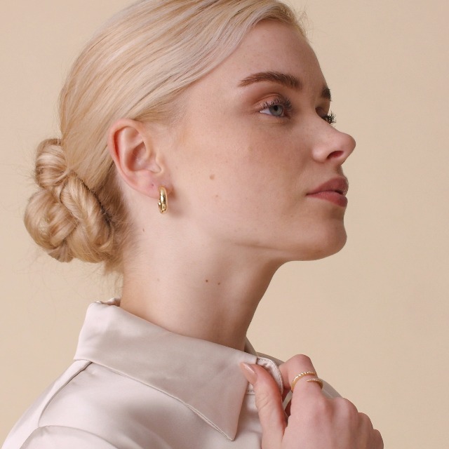 14K Gold Plated Sterling Silver Post Hoops | Lightweight Chunky Hoops Huggies | Thick Gold Hoop Earrings for Women