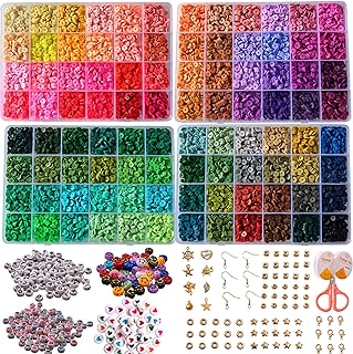 XMZCOLA Clay Flat Beads Bracelet Kit, 96 Colorful Clay Gems, 12800pcs Charms, Perfect Craft Gift for DIY Enthusiasts Adults and Girls, Ideal Creative Keepsake