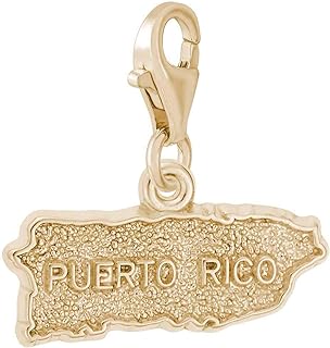 Rembrandt Puerto Rico Map Charm with Lobster Clasp, 10K Yellow Gold