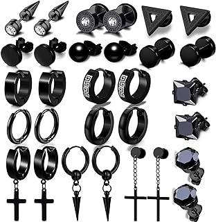 Versatile XINNSTAR Stainless Steel Dangle Earring Set with Hinged Hoop Back & Cubic Zirconia Gems for Men and Women