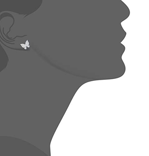 925 Sterling Silver, 14K White Gold/Gold Plated Stud Earrings, Cubic Zirconia Butterfly Stud Earrings/Silver Earrings, Gold Earrings for Women