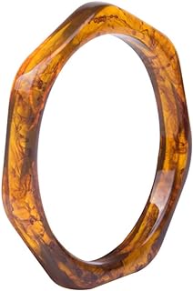Acrylic Resin Tortoise Shell Bangle Bracelet with Polygon Geometric Design for Women and Girls