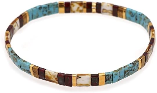 Sonateomber Tila Flat Beaded Stretch Strand Bracelets for Women Teen Girls - Trendy Unique Friendship Handmade Colorful Square Seed Beads Beach Link Bracelet Stackable Jewelry Friend Gifts