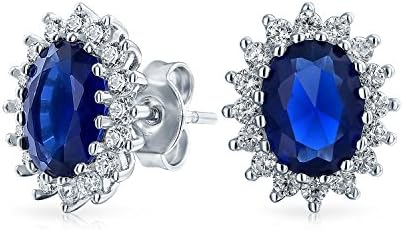 Vintage Style 3CT Crown Halo Purple Blue Green Simulated Gemstone AAA CZ Stud Earrings For Women .925 Sterling Silver