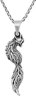 AeraVida Beautiful Mystic Fox with Tail .925 Sterling Silver Pendant on Cable Chain Necklace for Nature and Animal Inspired Fashion Accessories with a Cute and Trendy Vibe