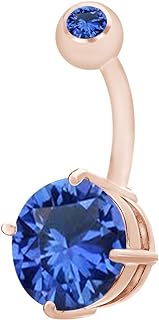 AFFY Body Piercing Belly Button Ring in 14K Gold Over Sterling Silver, Mother's Day Gift For Her